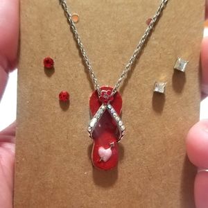 Flip flop Sandal necklace with earrings